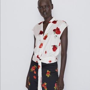 ZARA Rose print Top NWT